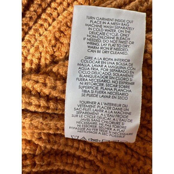 Cabi Womens Size S Gold Shaker Rib Knit Top Cropped Crewneck Step Hemline L/S - Picture 6 of 8